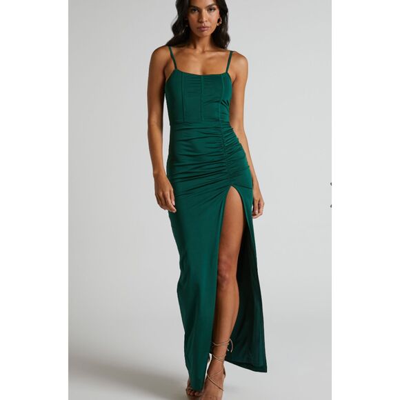 SHOWPO‎ Trinah Corset Midi Dress Emerald Sz 4 - Picture 1 of 6
